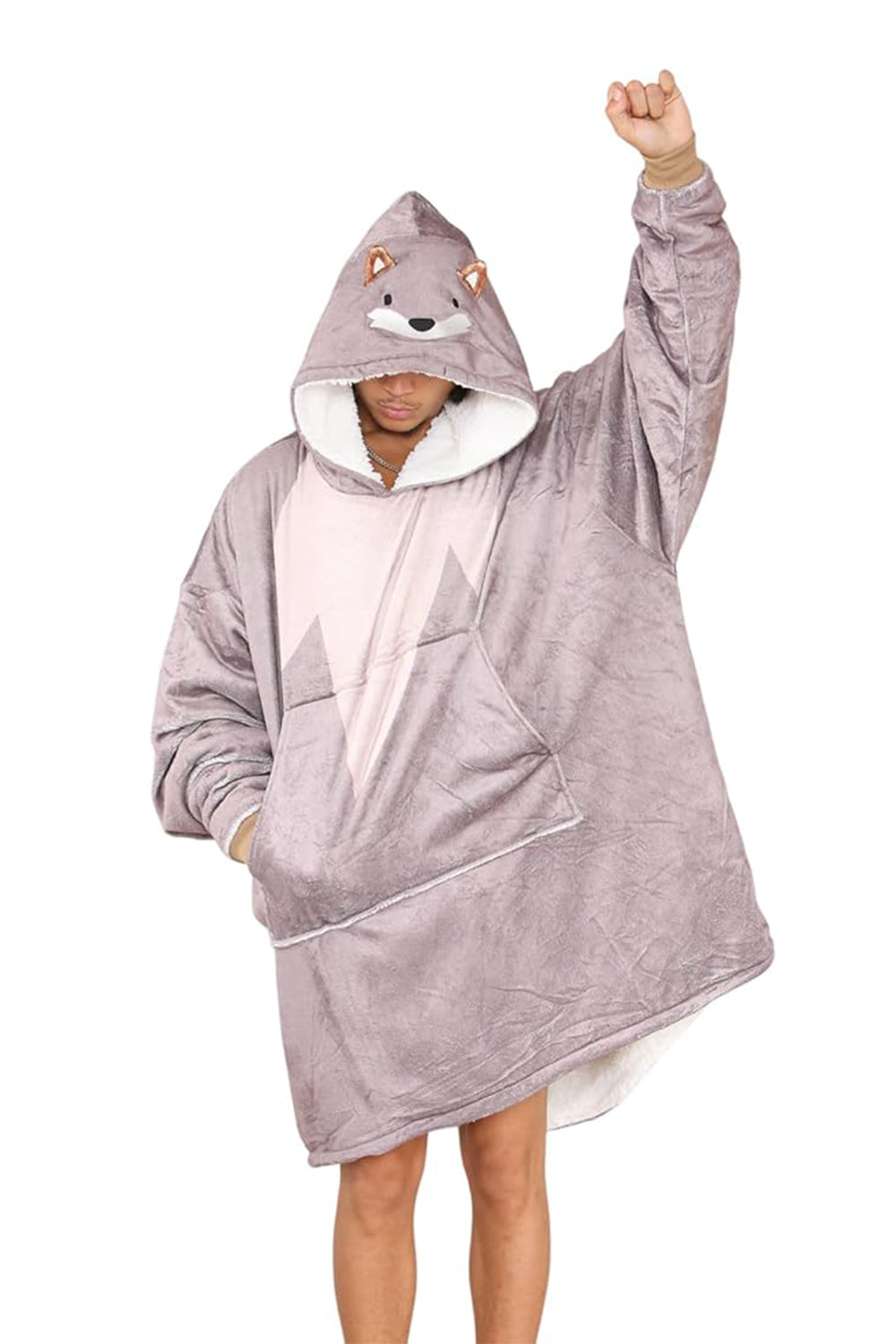 Adult Animal Fox Face Natural Hoodie Blanket