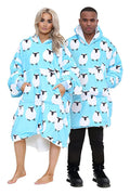 Adult Blue Animal Print Sheep Hoodie Blanket