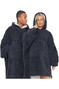 Adult Charcoal Teddy Fabric Hoodie Blanket