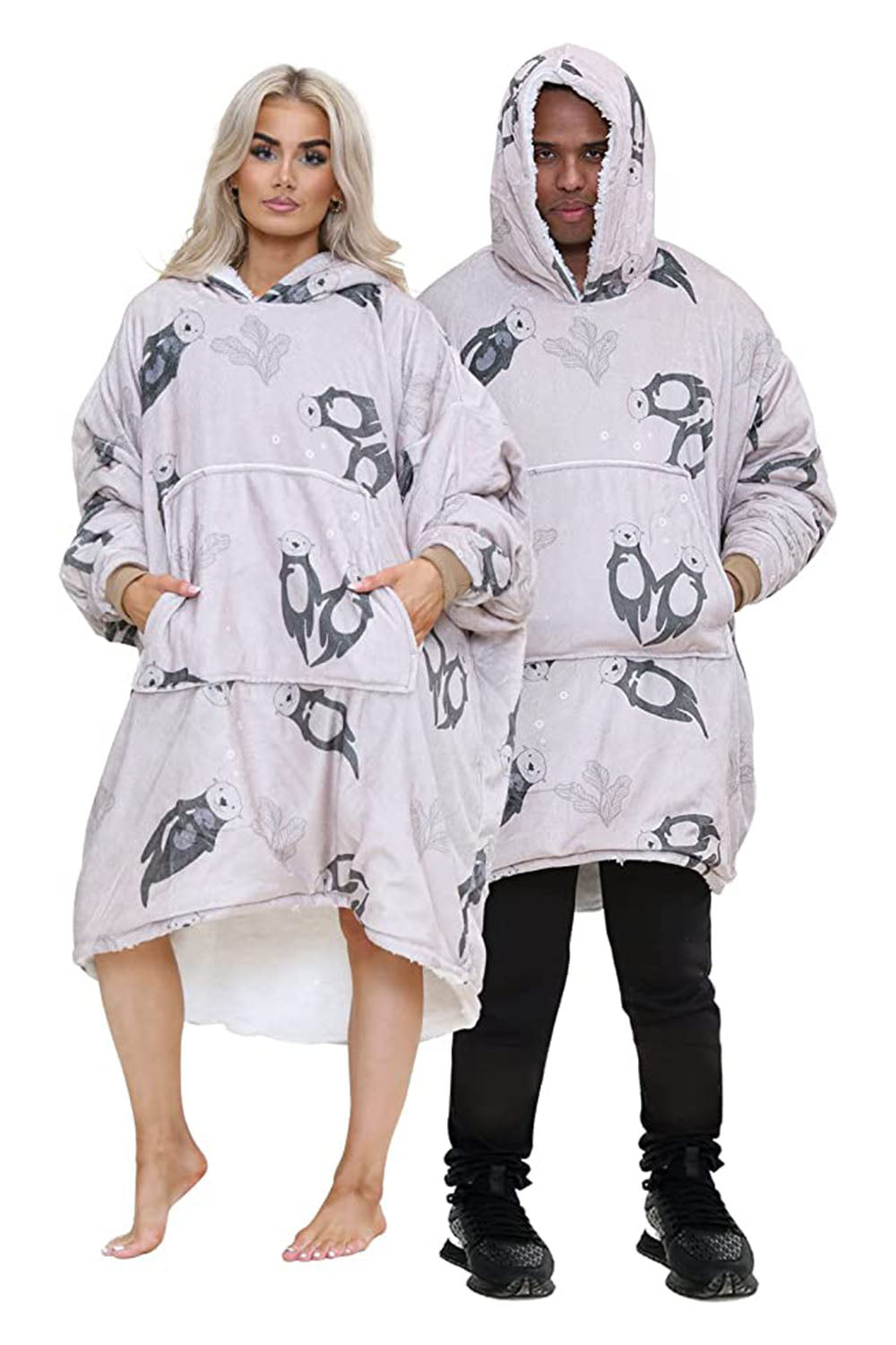 Adult Cute Lovely Otter Natural Animal Printed Hoodie Blanket
