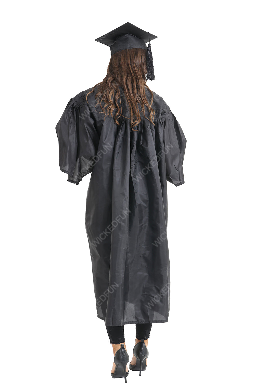 Wickedfun Bachelor BA Graduation Gown Mortar Board Mortarboard Cap University Pleated Robe