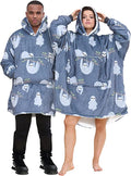 Adult Grey Hanging Sloth Sherpa Fleece Hoodie Blanket