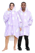 Adult Lilac Oversized Rabbit Animal Print Hoodie Blanket