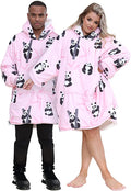 Adult Pink Animal Print Panda Hoodie Blanket