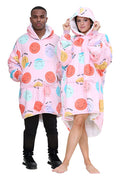 Adult Pink Be Happy Printed Hoodie Blanket