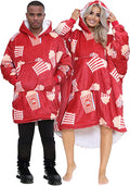 Adult Red Popcorn Sherpa Fleece Hoodie Blanket