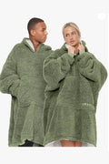 Adult Sage Green Teddy Fabric Hoodie Blanket