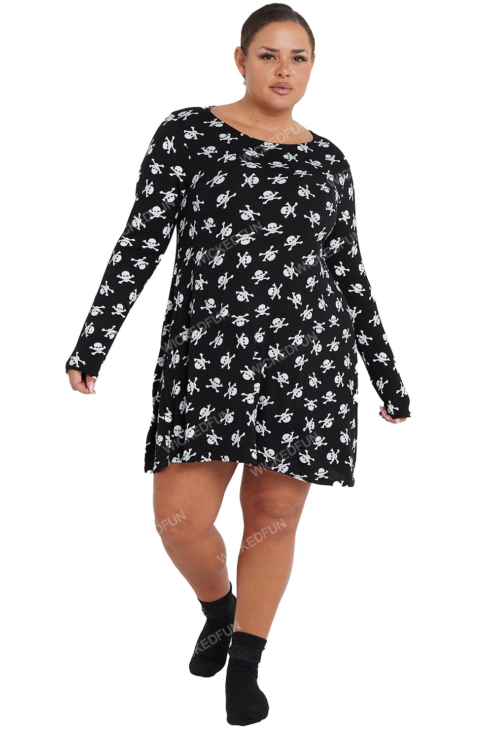 Wickedfun Adult Skull Printed Swing Dress Costume
