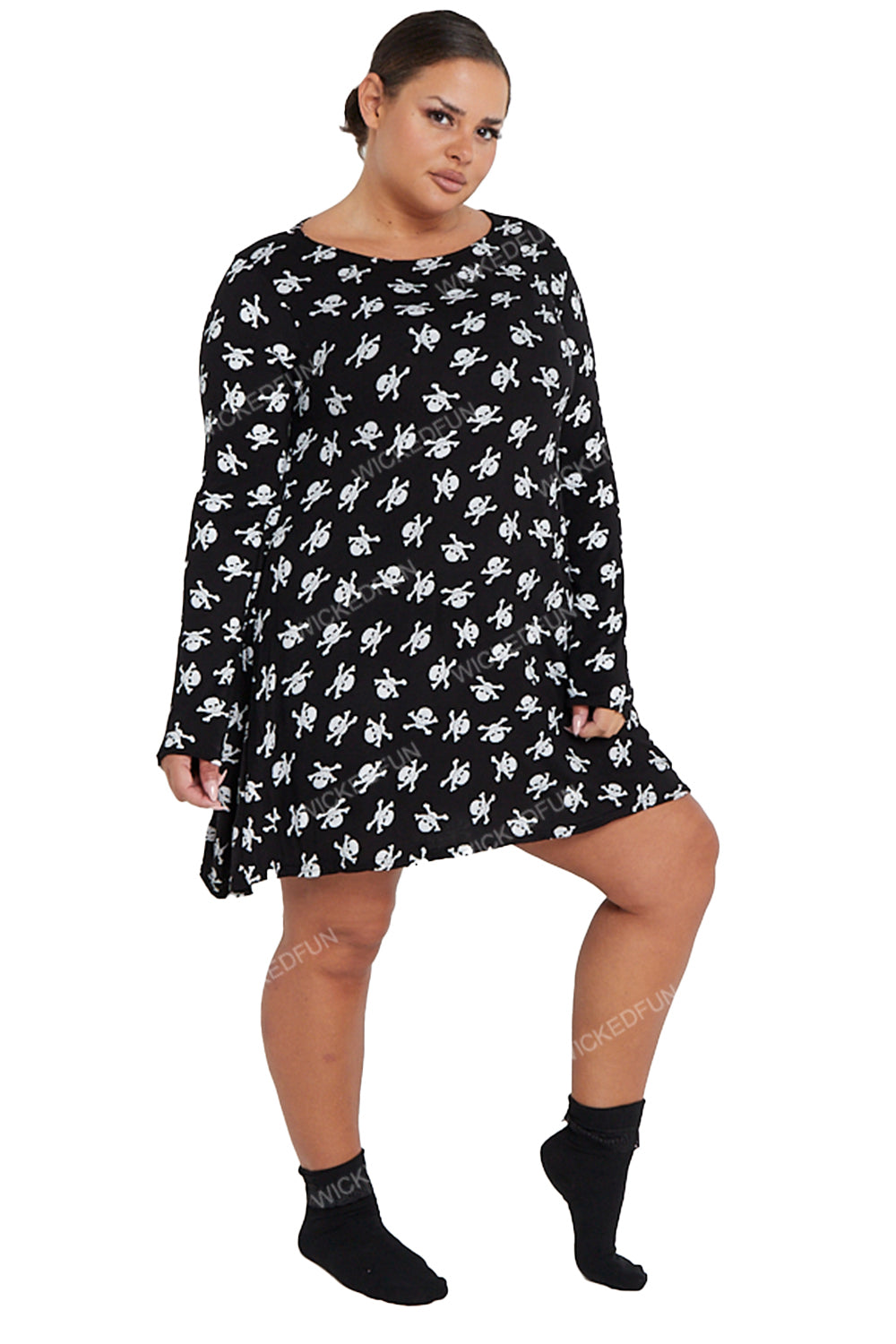 Wickedfun Adult Skull Printed Swing Dress Costume