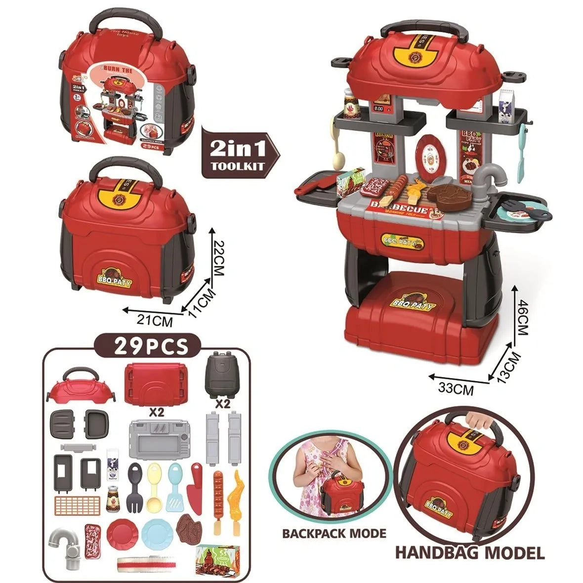 PH-14 Red BBQ 29Pcs Carry Tool Case