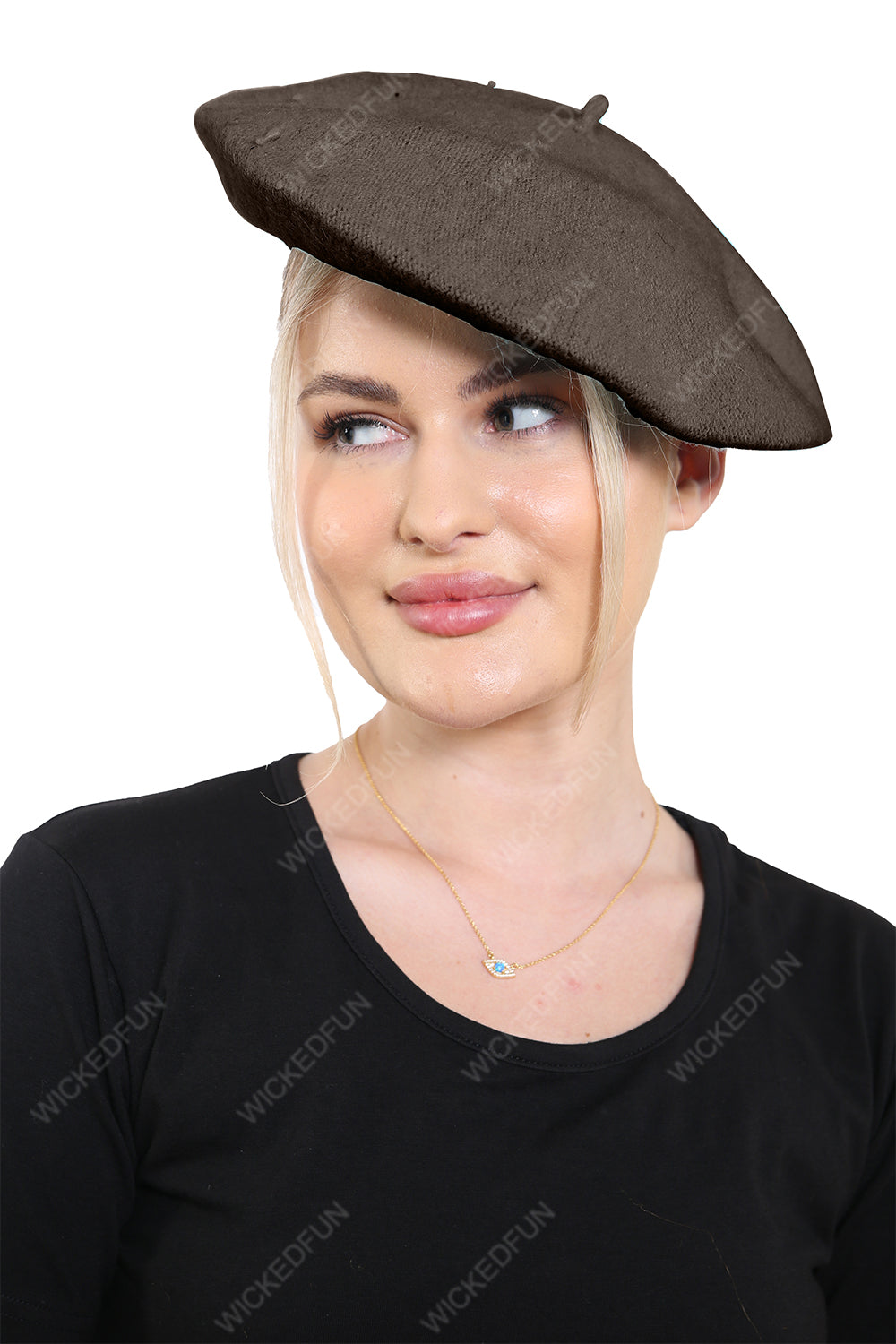 Wickedfun Brown Beret Hat