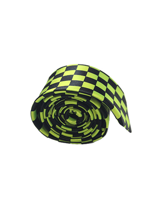 Wickedfun Black and Green Checkered Neck Tie