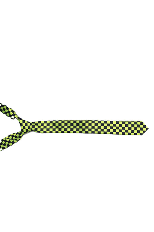 Wickedfun Black and Green Checkered Neck Tie