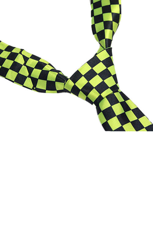 Wickedfun Black and Green Checkered Neck Tie