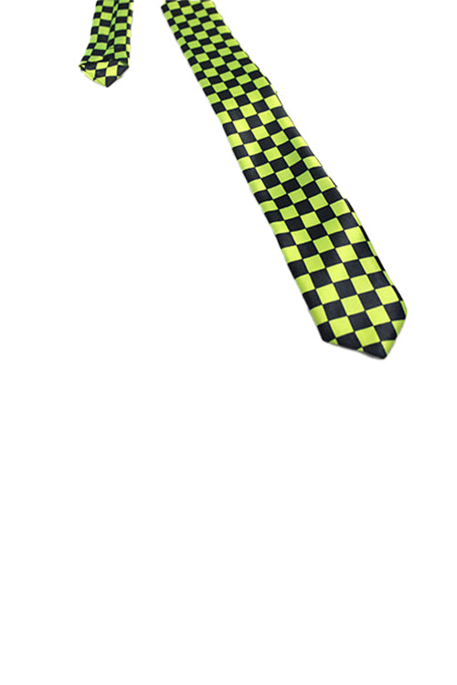 Wickedfun Black and Green Checkered Neck Tie