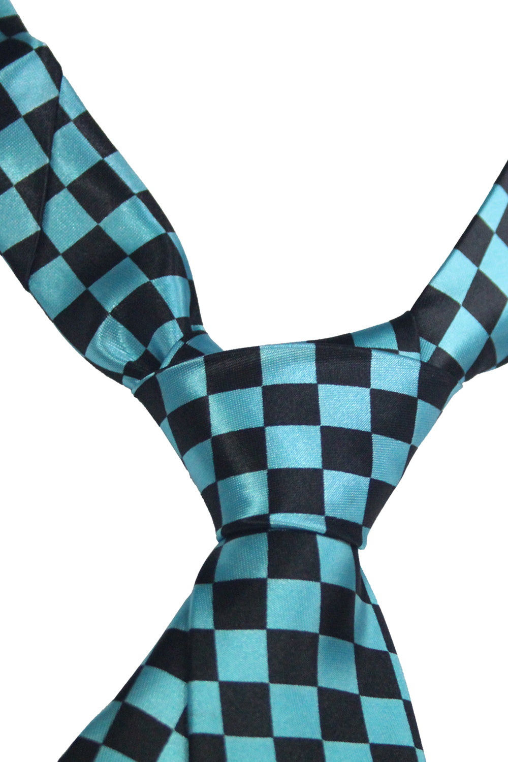 Wickedfun Black and Turquoise Checkered Neck Tie