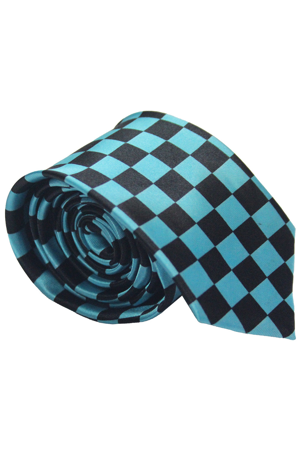 Wickedfun Black and Turquoise Checkered Neck Tie