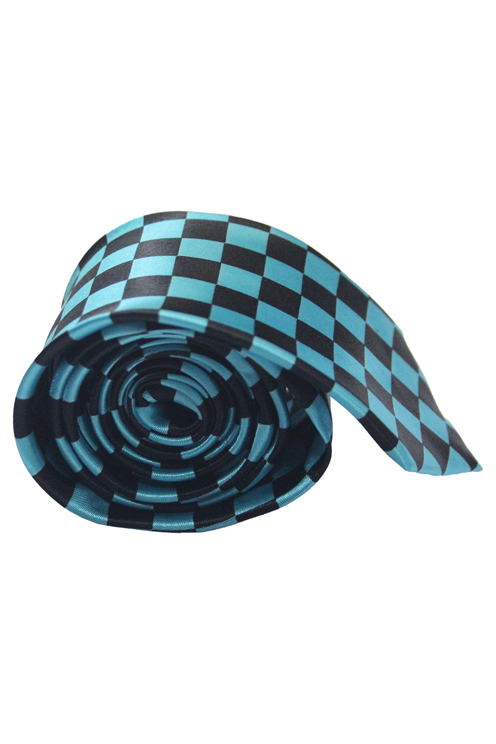 Wickedfun Black and Turquoise Checkered Neck Tie