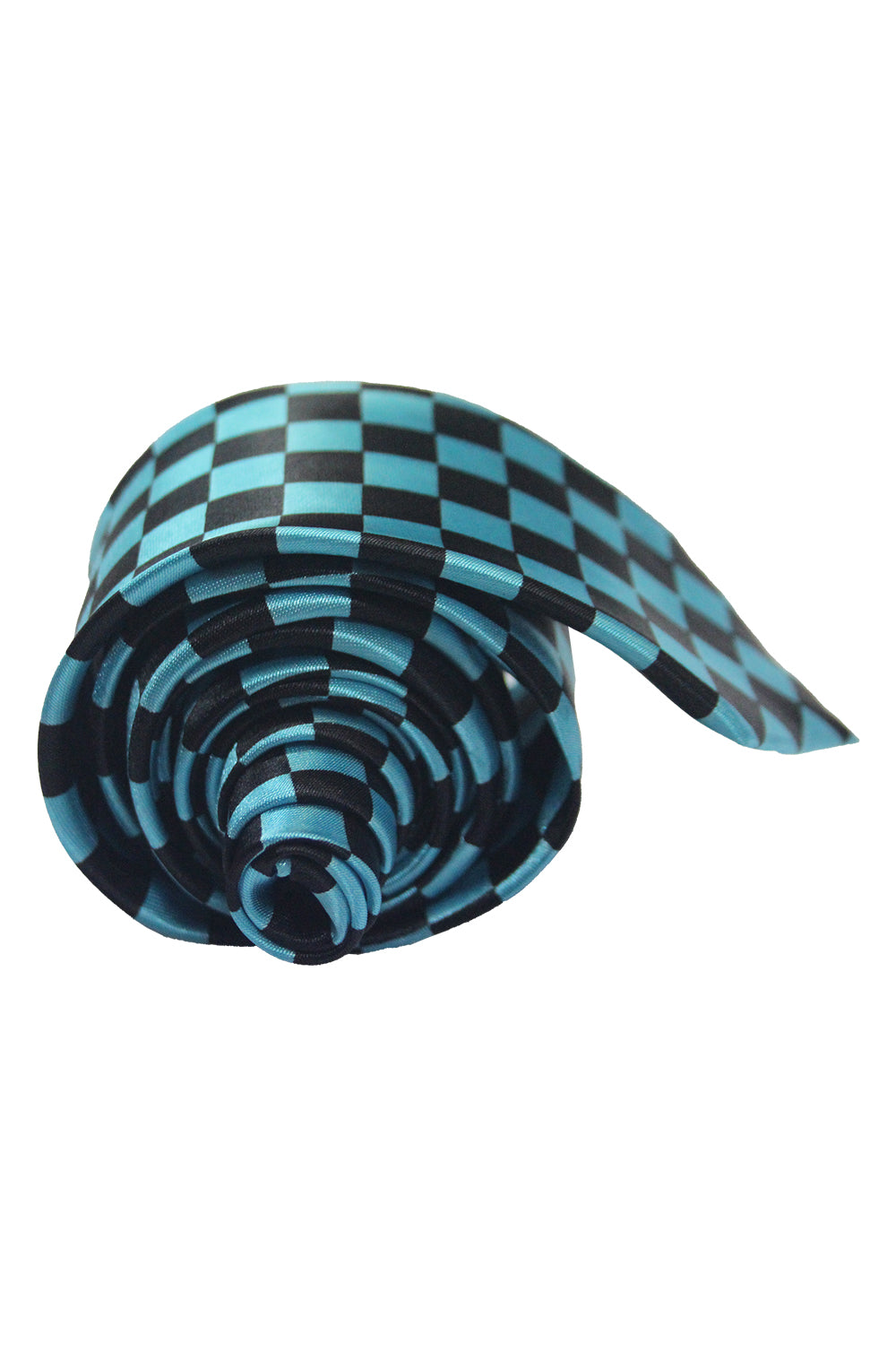 Wickedfun Black and Turquoise Checkered Neck Tie