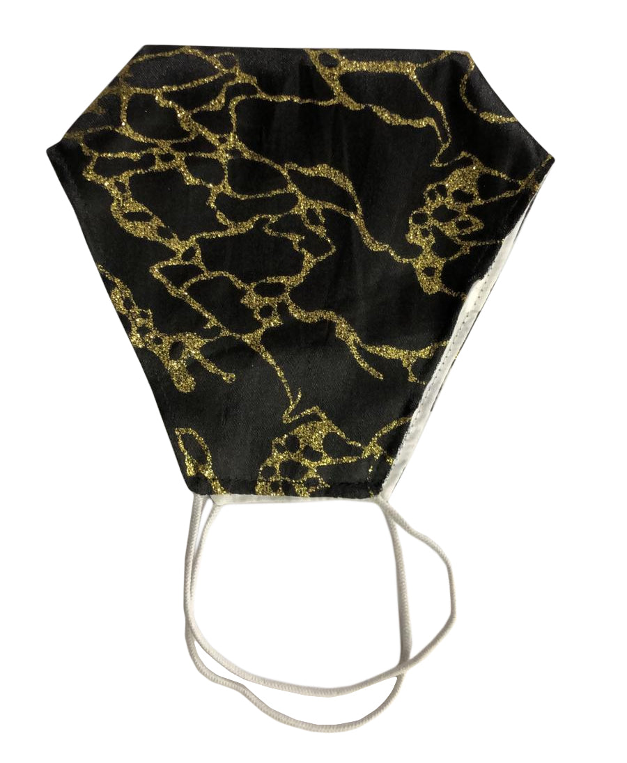 Black Gold Glitter Face Covering With Filter Pocket