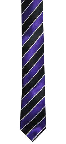 Wickedfun Black Purple White Striped Neck Tie 9cm Wide