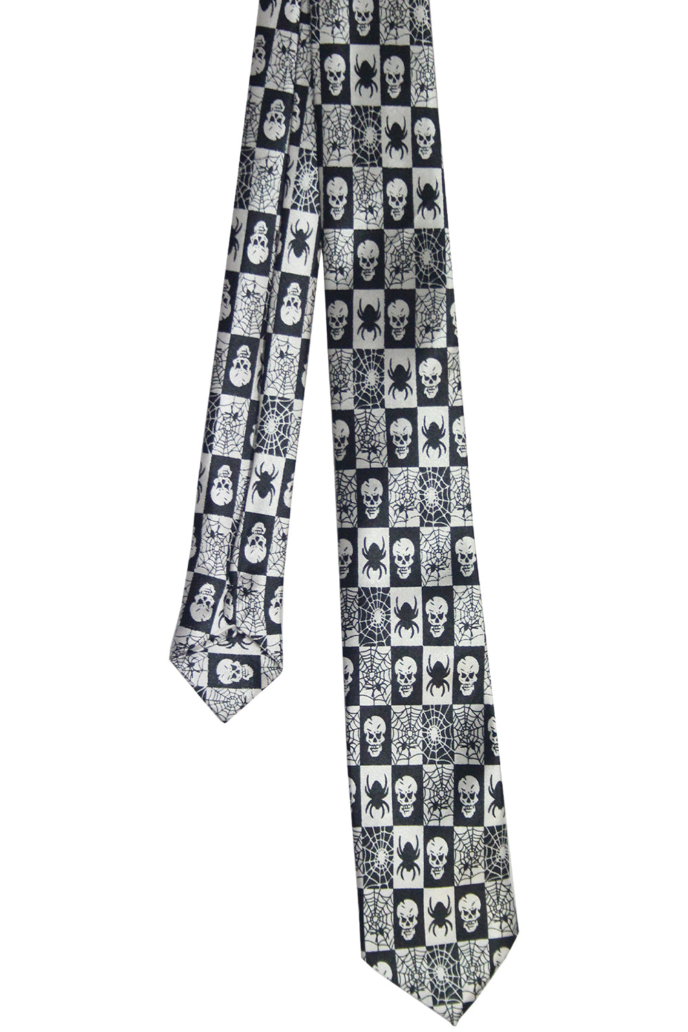 Wickedfun Black Spider and Skull Neck Tie