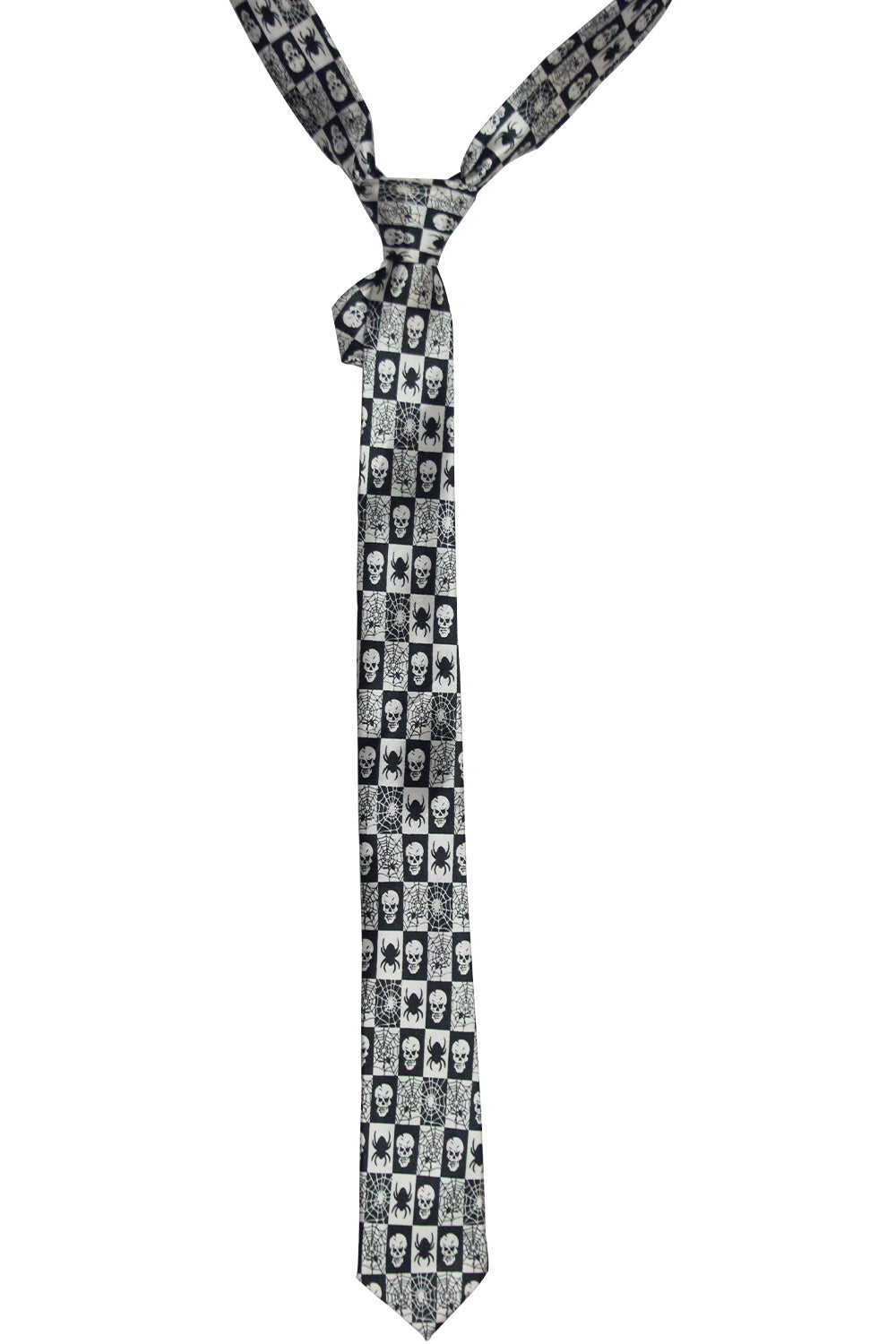 Wickedfun Black Spider and Skull Neck Tie