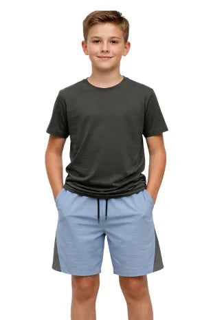 Boys Black T-shirt and Blue Shorts Set