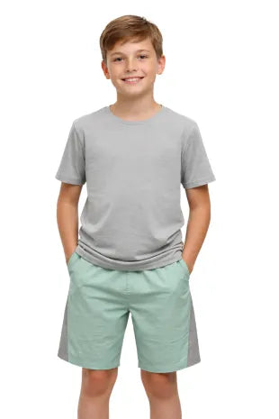 Boys Grey T-shirt and Mint Green Shorts Set