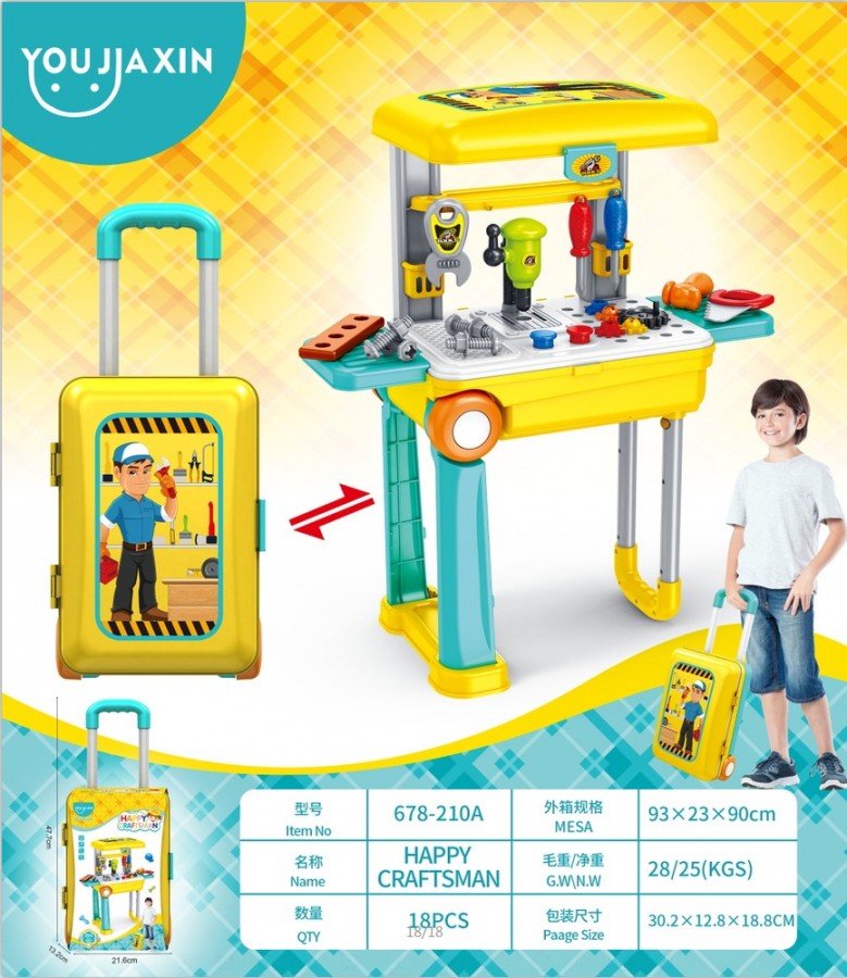 678-210A 2-in-1 Suitcase Engineering Tools Pretend Play Toolbox