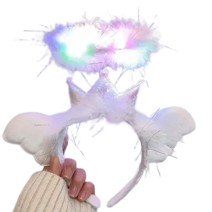 263-4A-8 (x12) Light Up Angel Crown Headband Assorted Colours