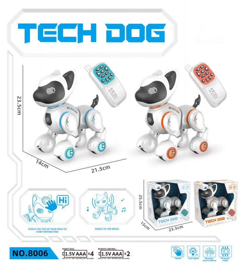 8006 TECH DOG - Interactive Remote Control Robot Dog with Touch Sensor, LED Lights & Sound