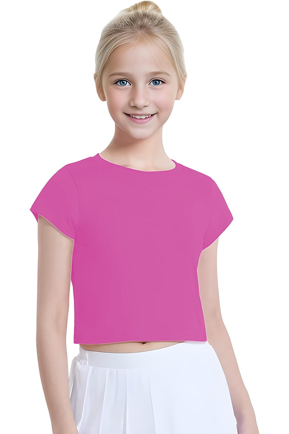 Crazy Chick Girls Pink Half Sleeve Crop Top