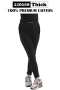 Children's Black Thick Cotton Leggings Full Length (220-GSM)