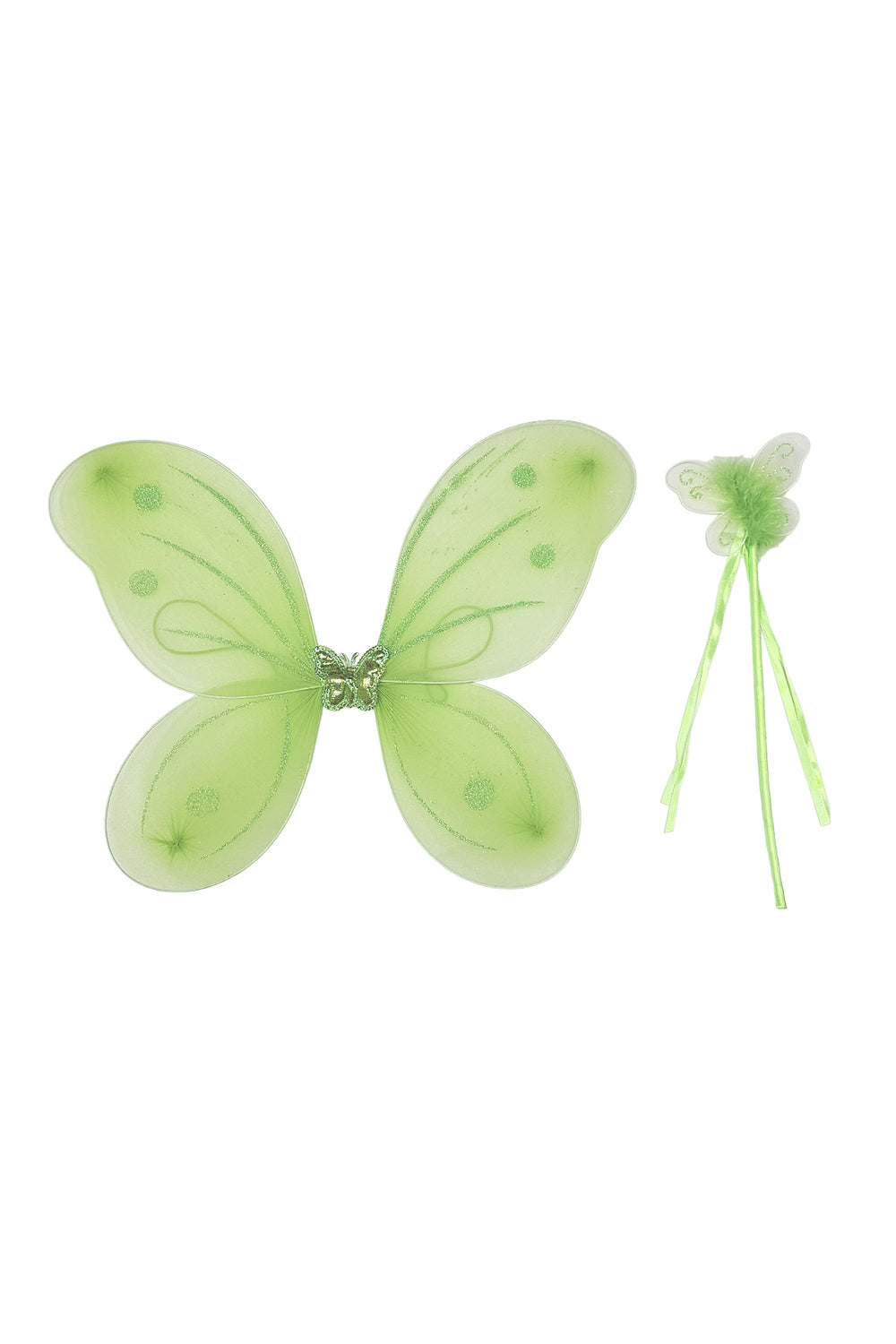 Wickedfun Children's Glitter Green Wings With Wand