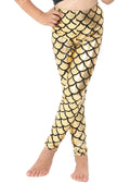 Crazy Chick Girls Metallic Fish Scale Mermaid Gold Leggings