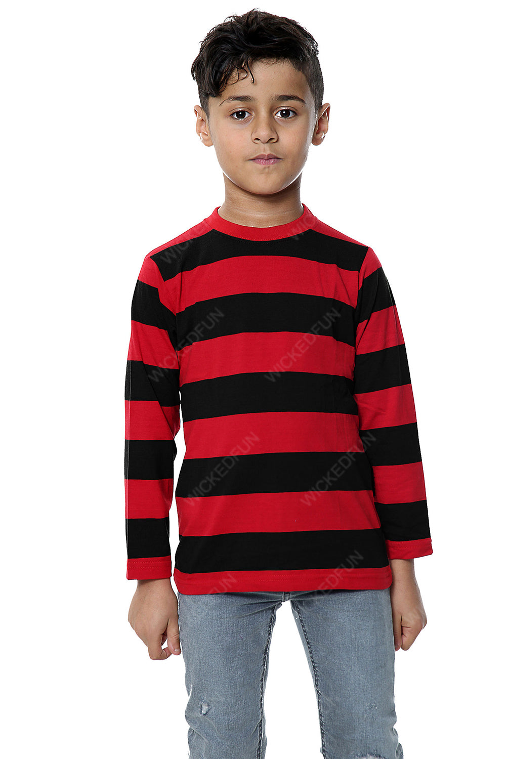 Active Star Children's Red and Black Stripe T-Shirt Full Sleeve