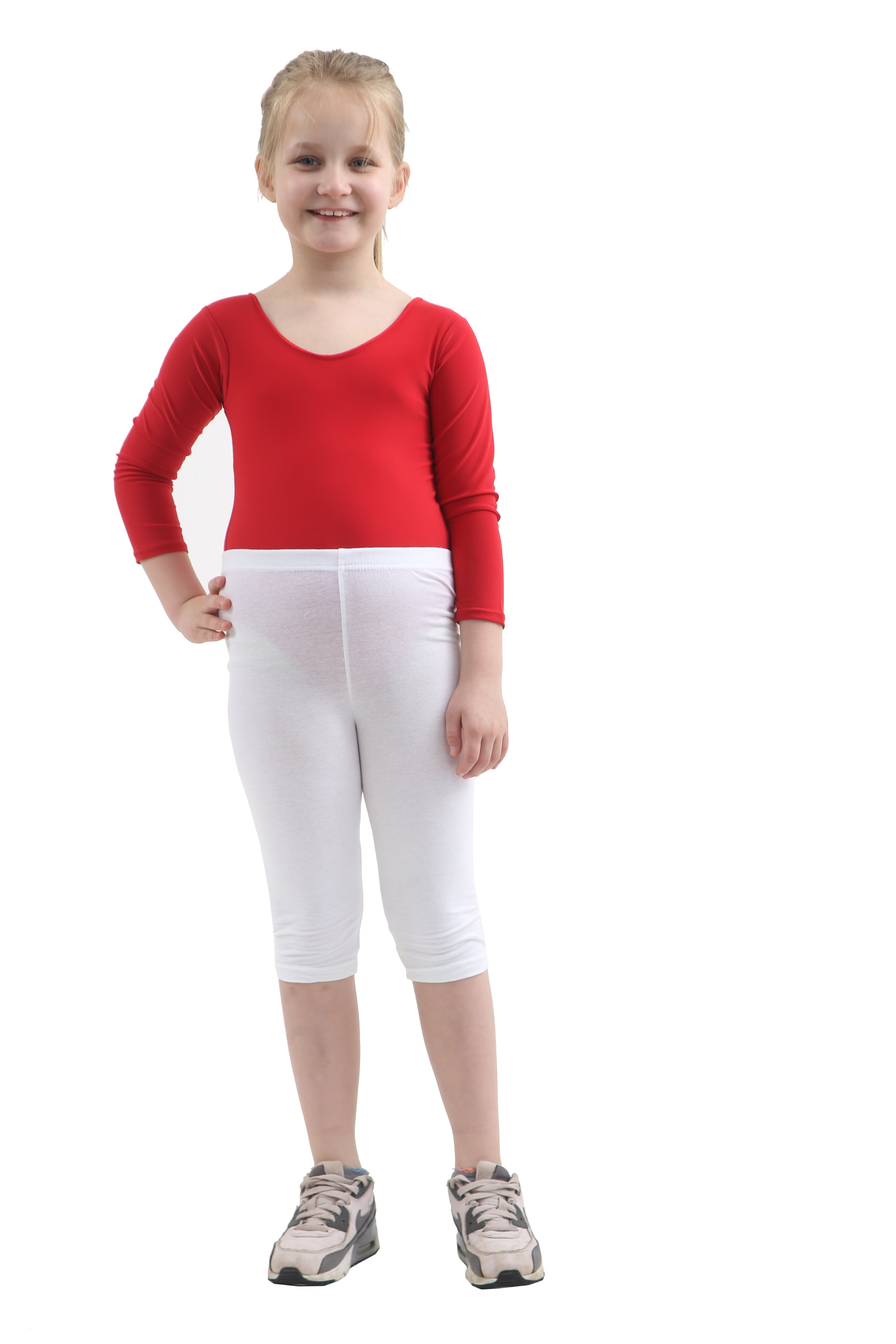 Crazy Chick Girls White Cotton Leggings 3/4 Length