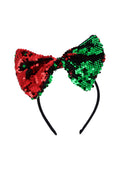 Christmas Sequin Bow Headband Red And Green