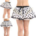 Crazy Chick Adult White Black Polka Dot Chiffon Skirt with Netted Petticoat (12 Inches)