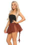 Crazy Chick Adult 3 Layers Plain Brown Tutu Skirt With Tail
