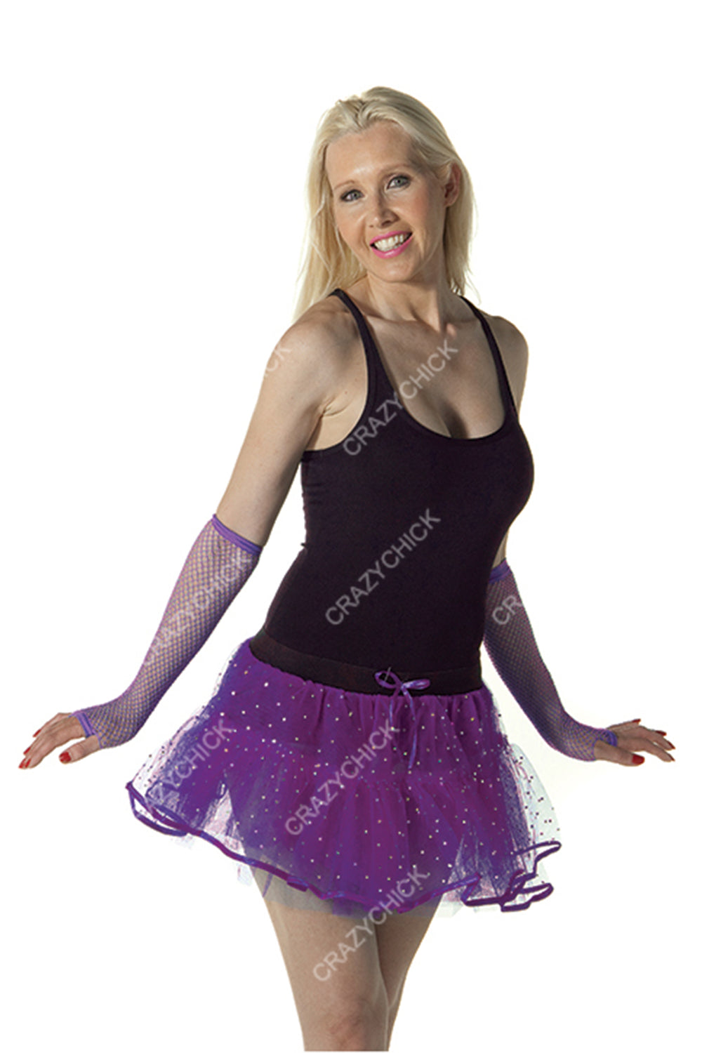Crazy Chick Adult Sequin 4 Layers Purple Tutu Skirt