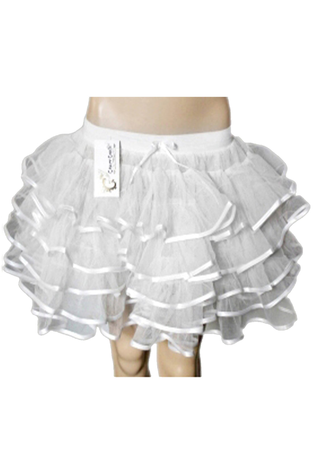 Crazy Chick Adult 5 Layers White Angel Tutu Skirt with Ribbon (Approximately 18 Inches Long)