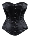 Crazy Chick Black Plain Satin Corset With Busk
