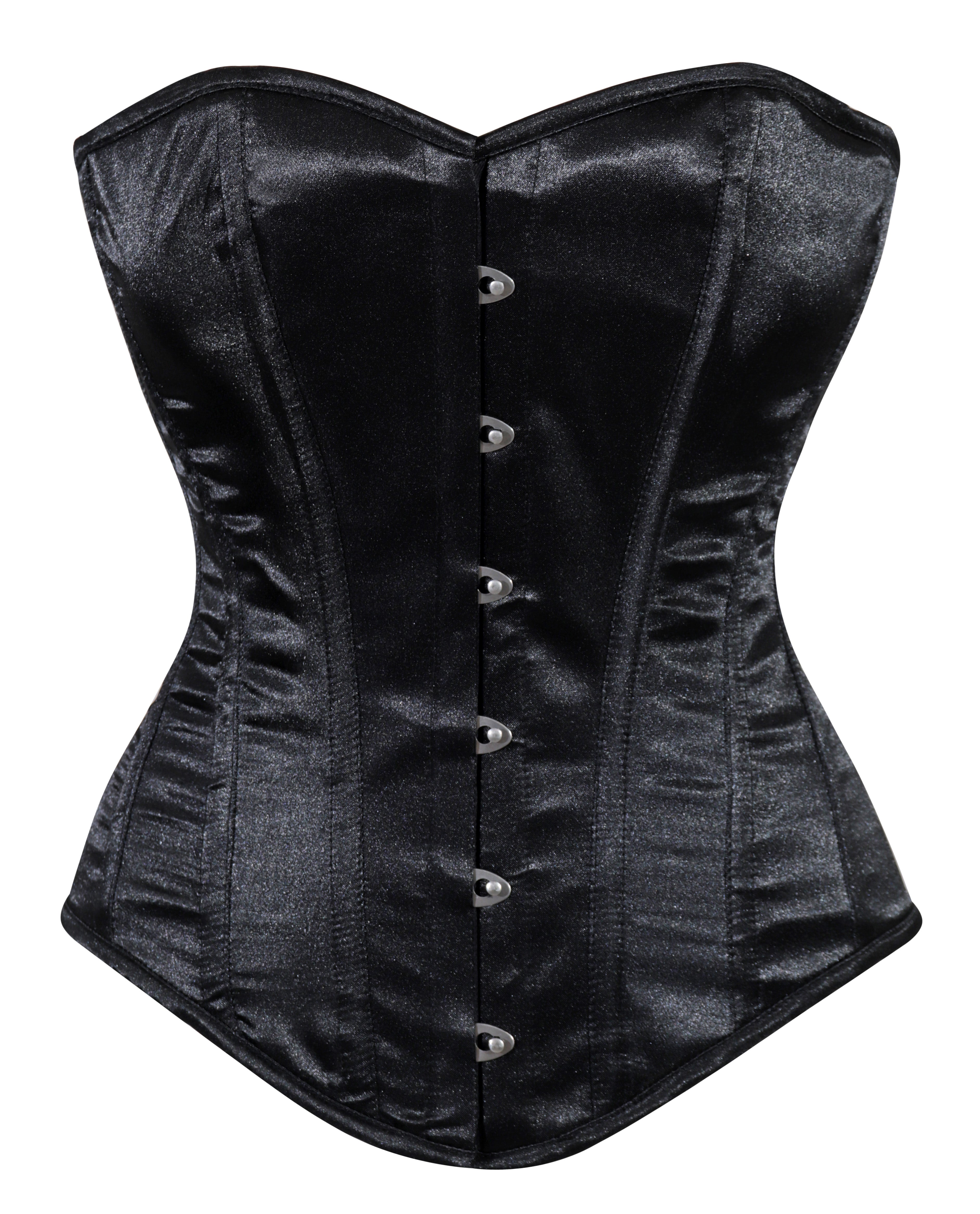 Crazy Chick Black Plain Satin Corset With Busk