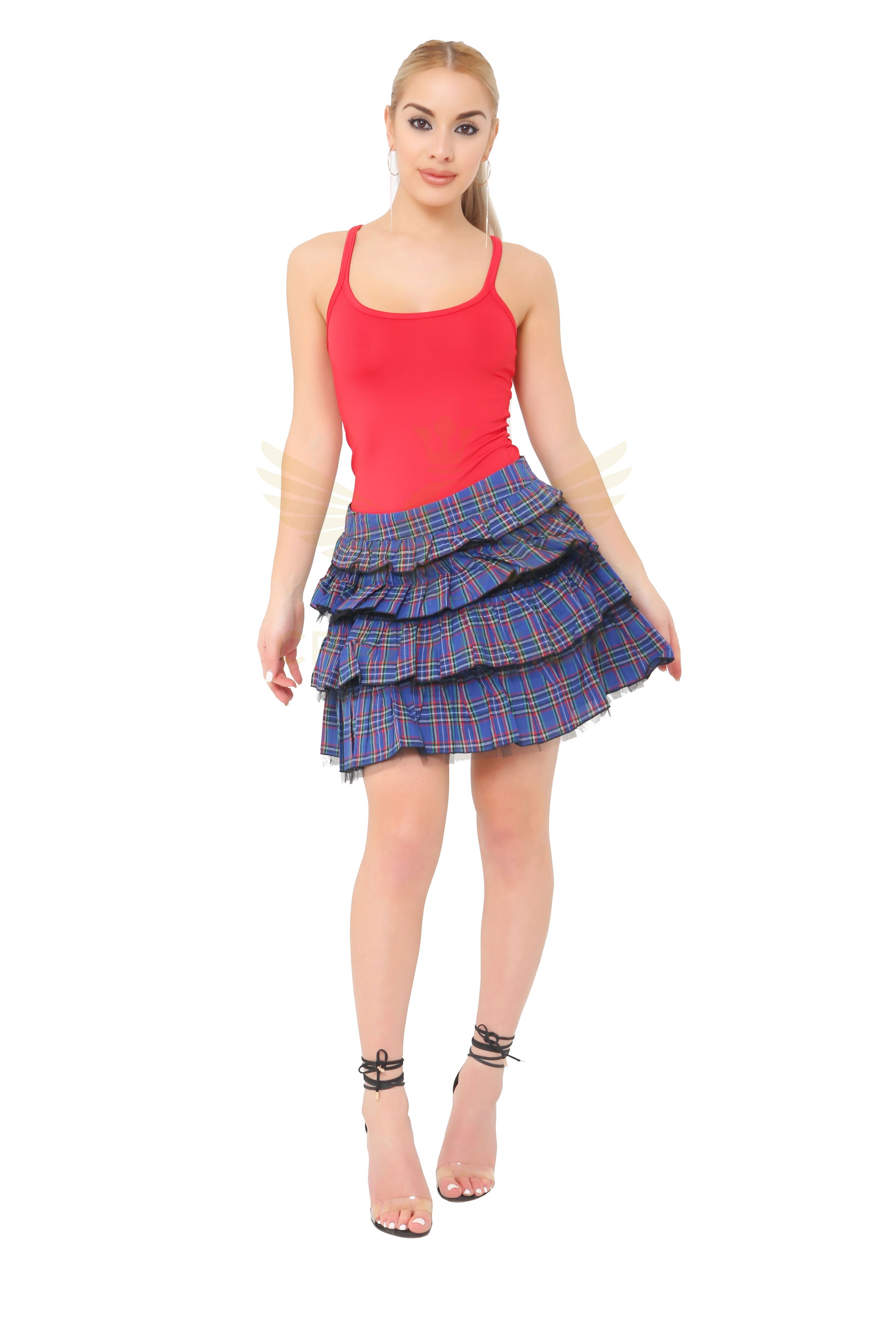 Crazy Chick Adult Blue Tartan Skirt