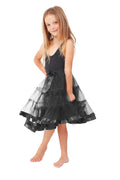 Crazy Chick Girls 2 Layers Black Petticoat Tutu Skirt (18 Inches Long)