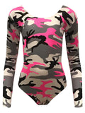 Crazy Chick Girls Pink Camouflage Full Sleeve Leotard