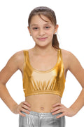 Crazy Chick Girls Shiny Metallic Gold Crop Top