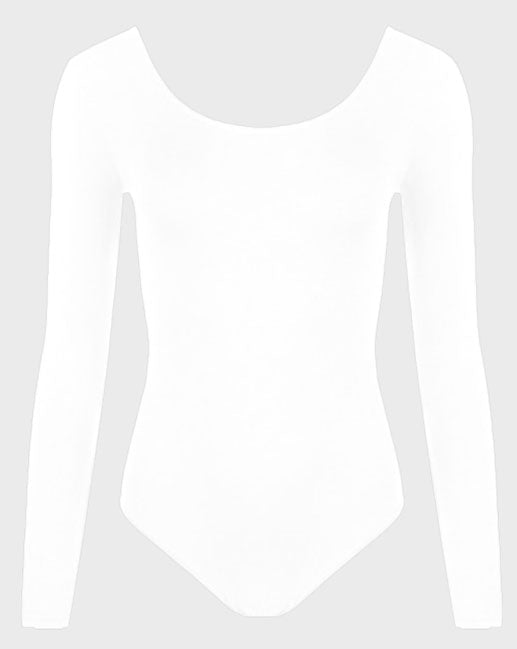 Crazy Chick Girls Microfibre White Full Sleeve Leotard